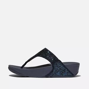 FITFLOP Lulu Glitter Women's Size 8 Toe Post Midnight Navy Suede Sandals Comfort
